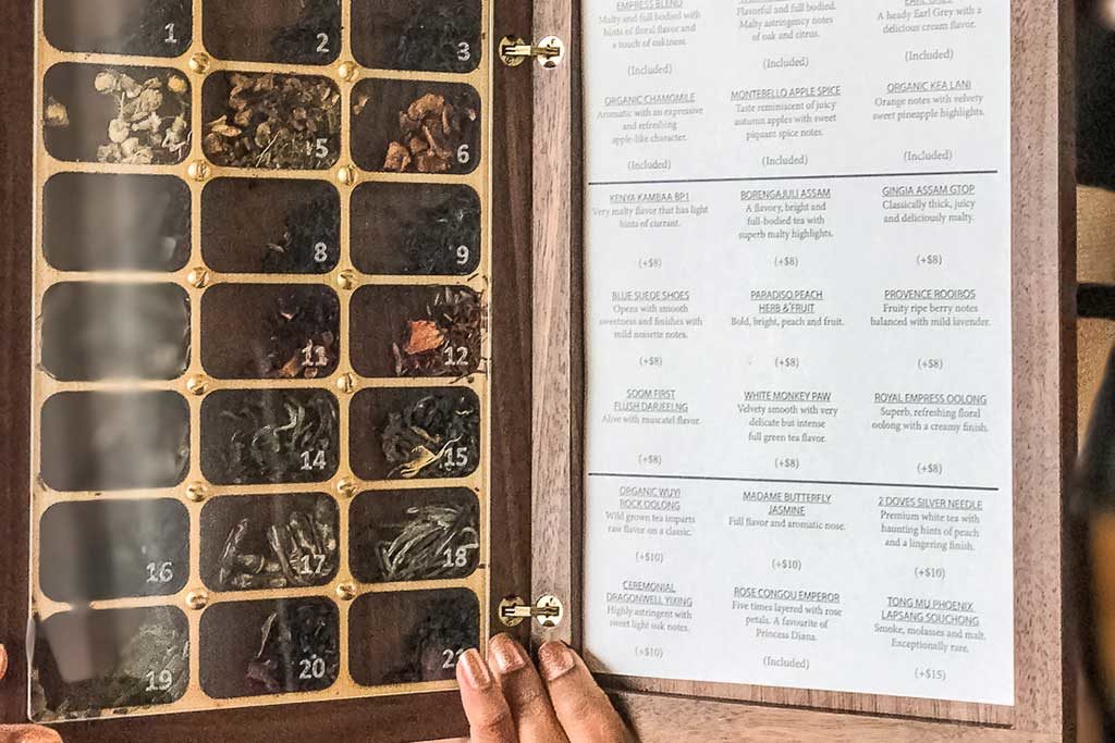 This unique tome offers a wide variety of tea to choose from. Photo: Kusum Basavaraju