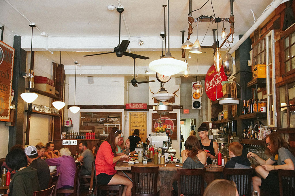 The cozy, hipster scene inside Jam Cafe features plenty of memorabilia from years past. Credit: Nick Bentley